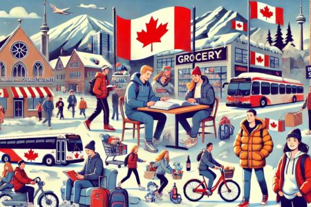 An illustration depicting international students l